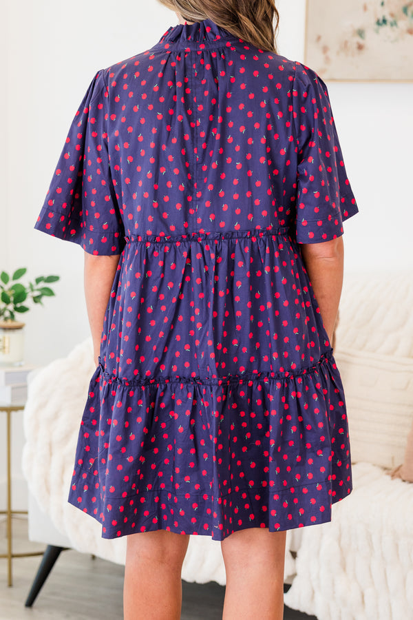 A Is For Apple Dress, Navy