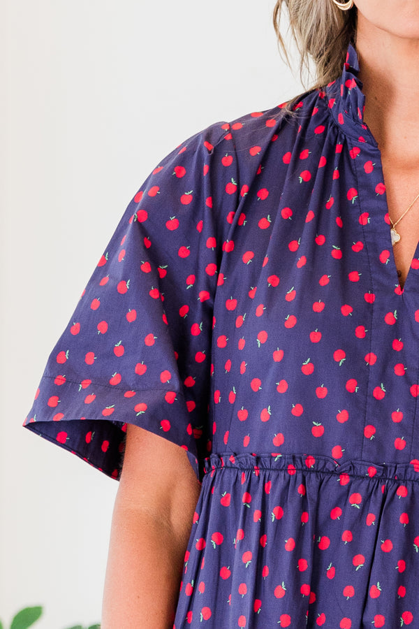A Is For Apple Dress, Navy