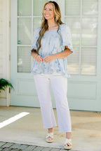 Grateful To Be Here Top, Light Blue