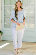 Grateful To Be Here Top, Light Blue