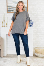 A Passionate Heart Top, Charcoal