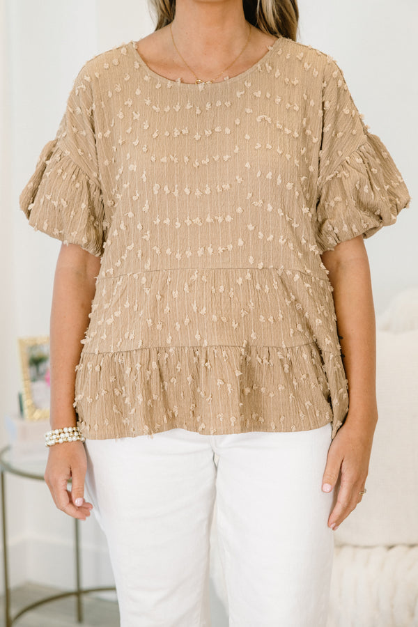 A Rosy Smile Top, Brown