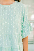 A Rosy Smile Top, Seafoam