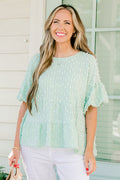 A Rosy Smile Top, Seafoam