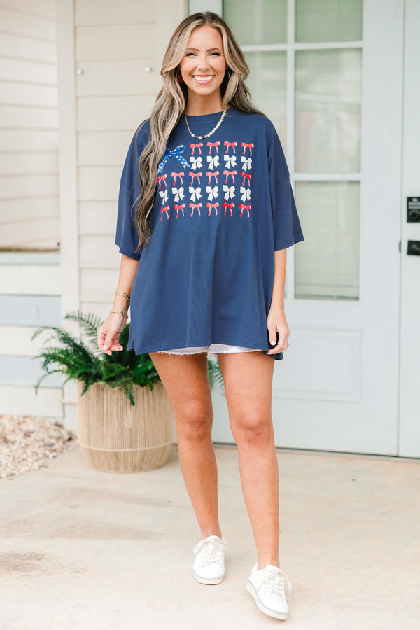All American Babe Boyfriend Tee, Navy
