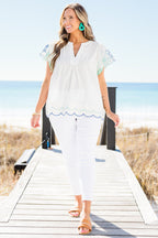 All The Time We Have Top, Off White-Blue