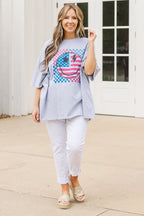 America Rocks Boyfriend T-Shirt, meliertes Grau