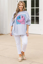 America Rocks Boyfriend T-Shirt, meliertes Grau