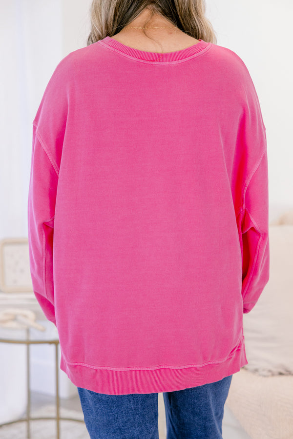 Back To Basics Pullover, Hot Pink