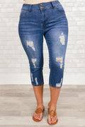 Been Here all Day Capris, Mittelblau