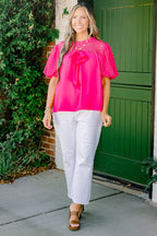 Big Bows Top, Fuchsia