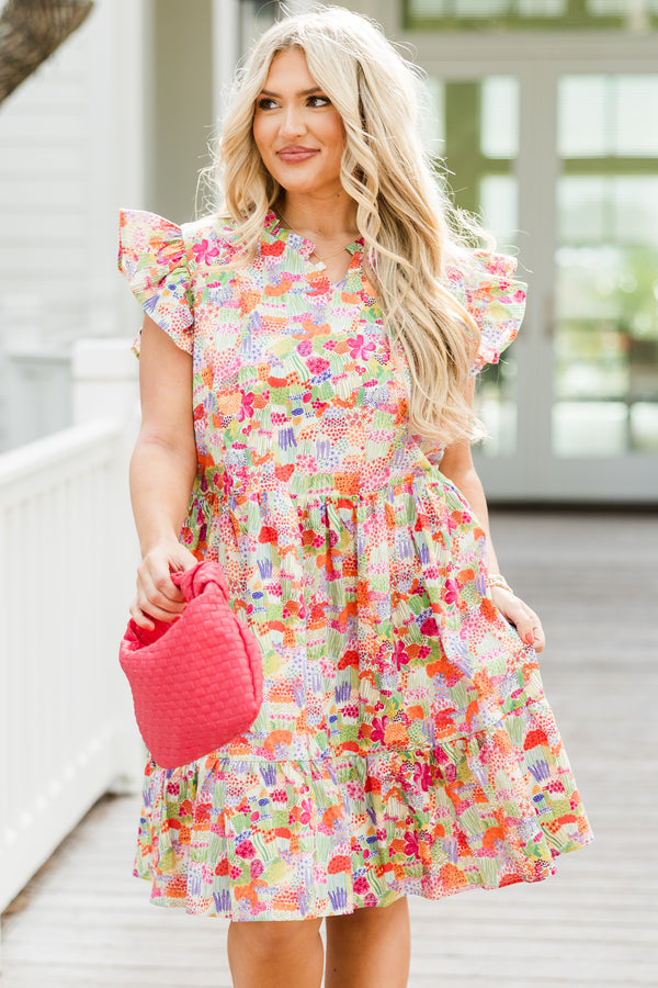 Blissful Garden Dress, Orange