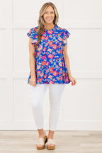 Bloom Boldly Top, Royal Blue
