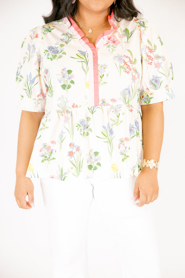 Bloom Bright Top, White-Pink
