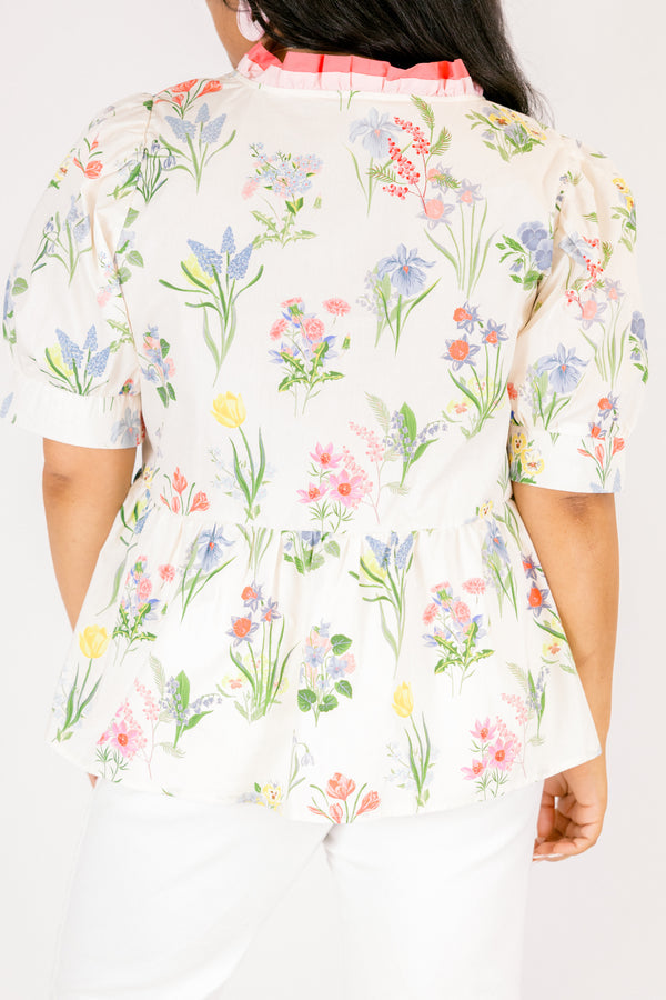 Bloom Bright Top, White-Pink
