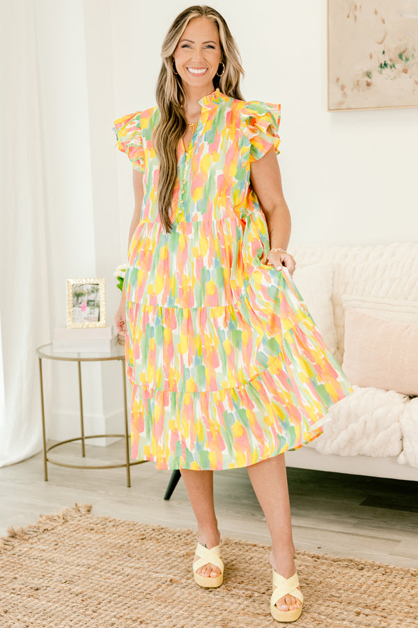 Blooming Personality Dress, Watercolor