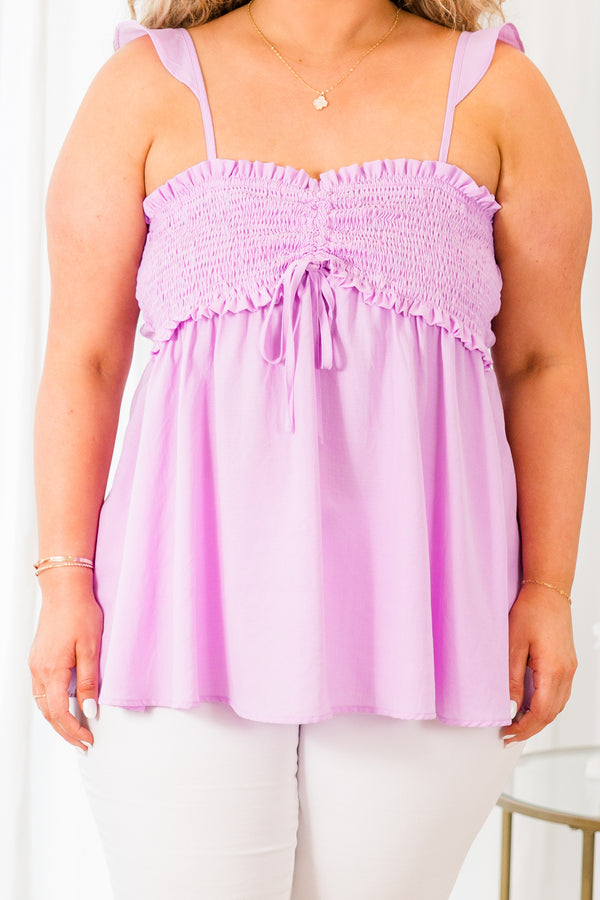 Blossoming Flower Top, Dusty Lavender