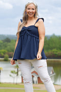 Blossoming Flower Top, Navy