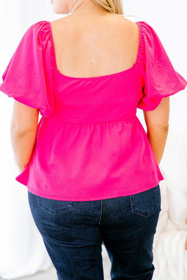 Blushing Rose Babydoll Top, Fuchsia