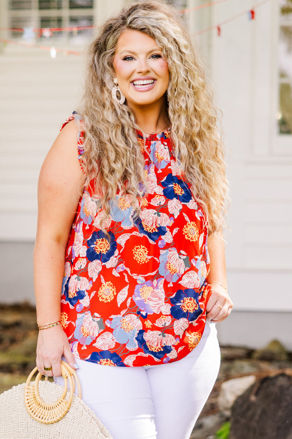 Bold Botanic Top, Red