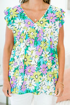 Breathing Easy Babydoll Top, Mint Multi
