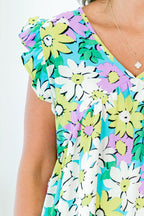 Breathing Easy Babydoll Top, Mint Multi