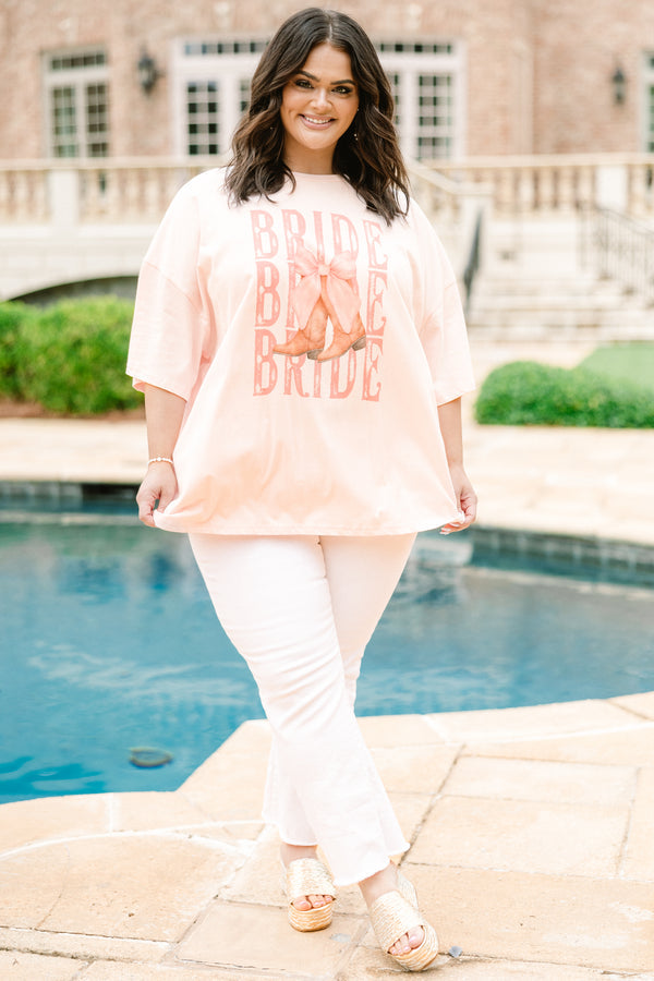 Bridal Boots Boyfriend Tee, Cream Pink