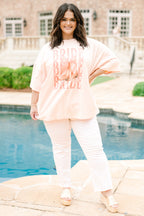 Bridal Boots Boyfriend Tee, Cream Pink