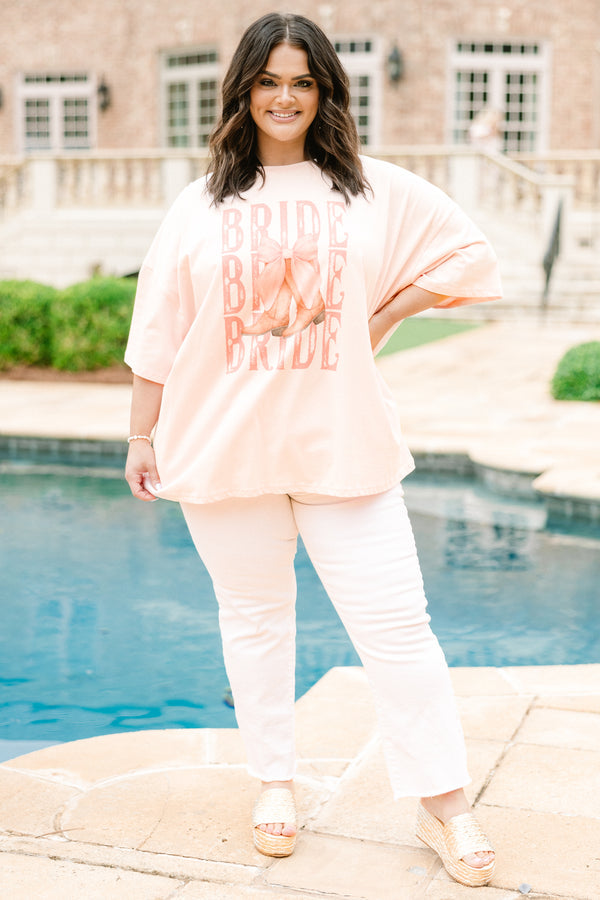 Bridal Boots Boyfriend Tee, Cream Pink