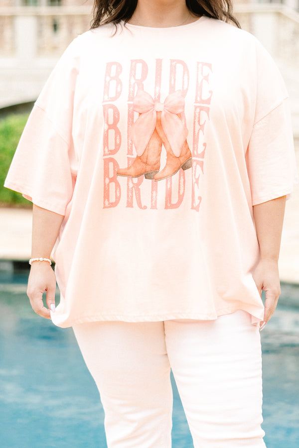 Bridal Boots Boyfriend Tee, Cream Pink