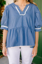 Bright Morning Sun Top, Chambray