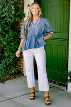 Bright Morning Sun Top, Chambray