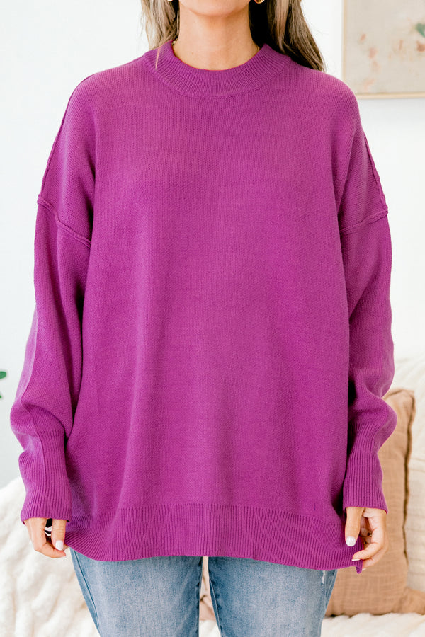 Sweater „Busy Being Me“, Fuchsia