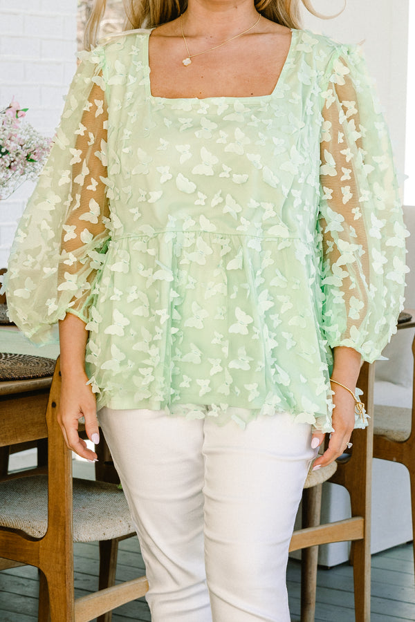 Butterfly Catch Top, Sage