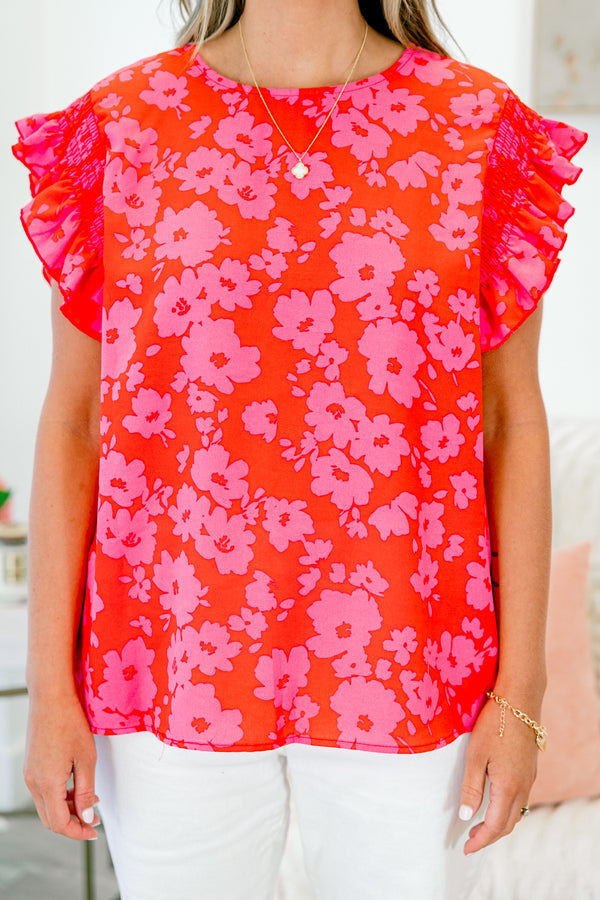 Buy Me Time Top, Red-Fuchsia