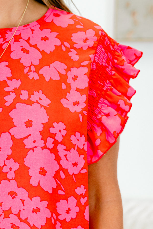 Buy Me Time Top, Red-Fuchsia
