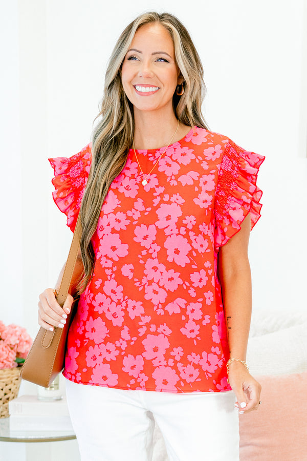 Buy Me Time Top, Red-Fuchsia