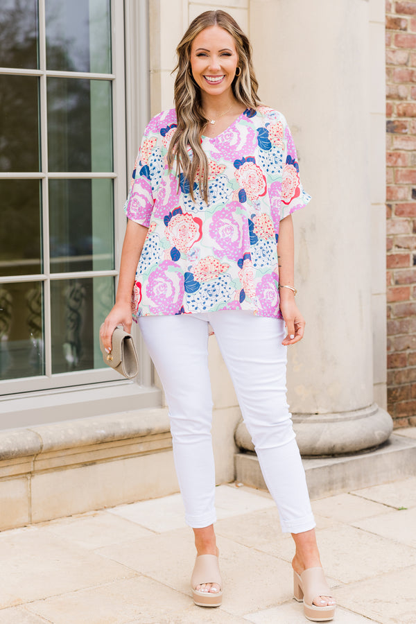 Buzzing With Joy Top, Pink-Red