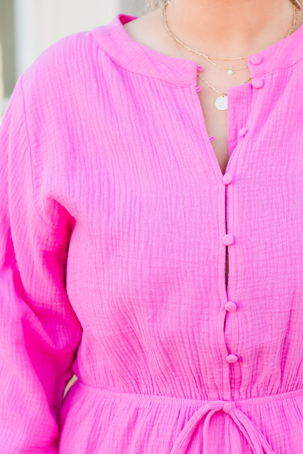 By The Coast Romper, Hot Pink