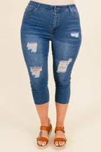 Can't Hate Me Capris, Medium Blue