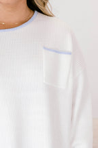 Can't Keep Going Sweater, Ivory-Blue