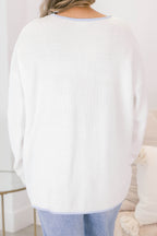 Can't Keep Going Sweater, Ivory-Blue