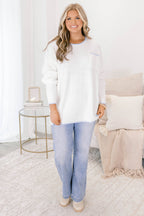 Can't Keep Going Sweater, Ivory-Blue
