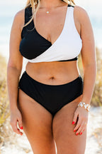 Catch Flights Swim Top, Black/White