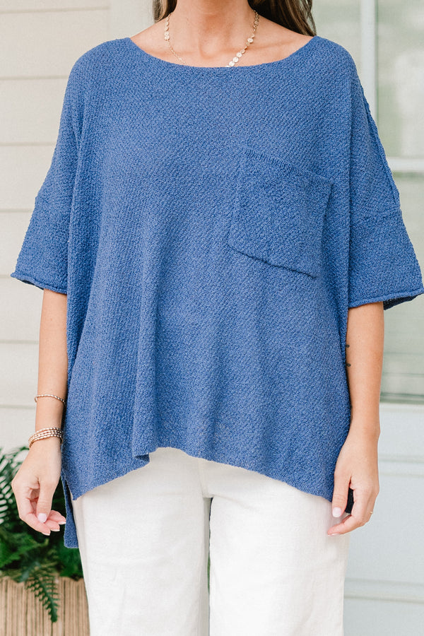 Celebrating Life Sweater, Denim Blue