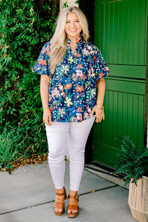 Changing With Time Top, Navy