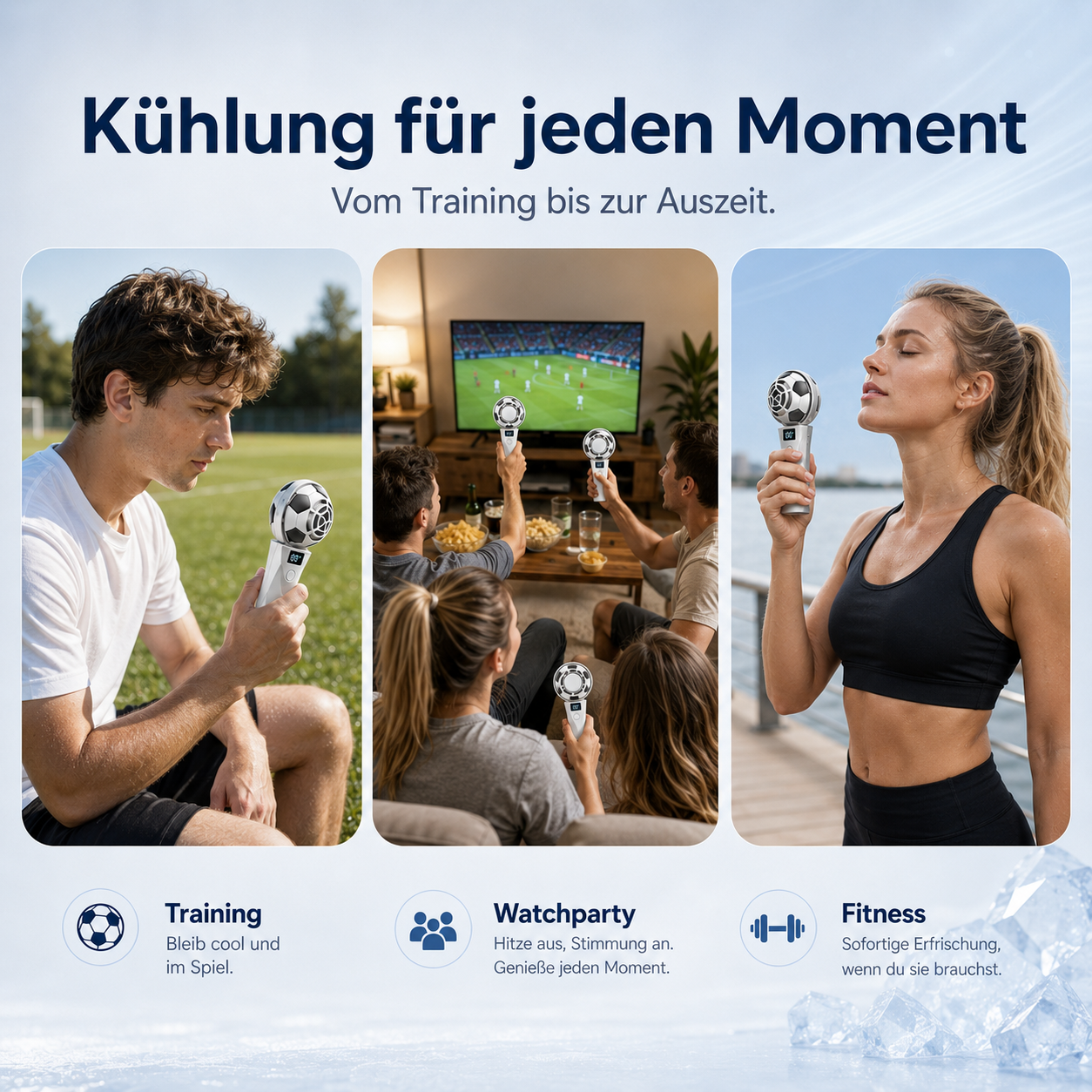 FrostKick™ Mini Handventilator mit Kühlpad