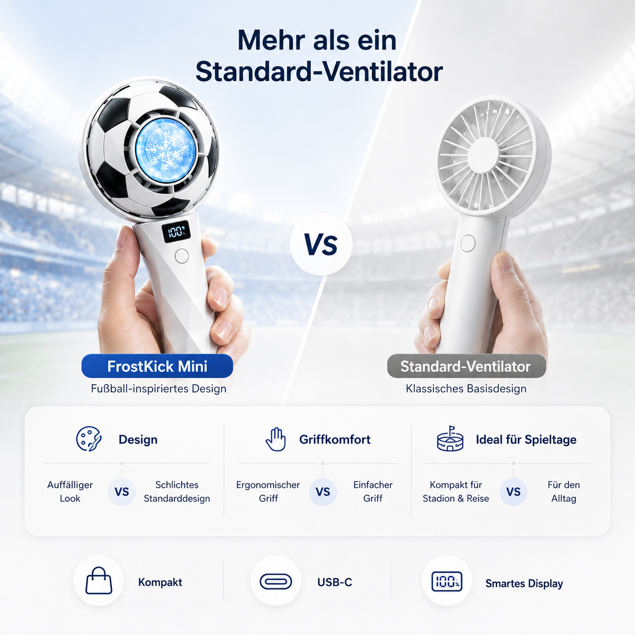 FrostKick™ Mini Handventilator mit Kühlpad