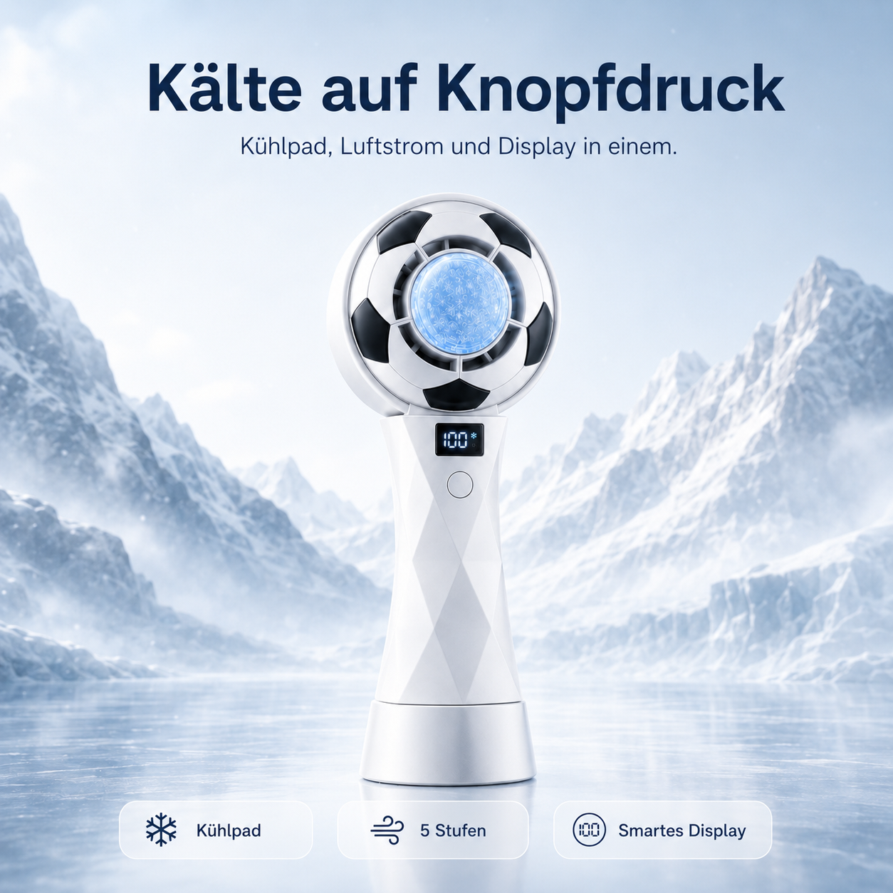 FrostKick™ Mini Handventilator mit Kühlpad