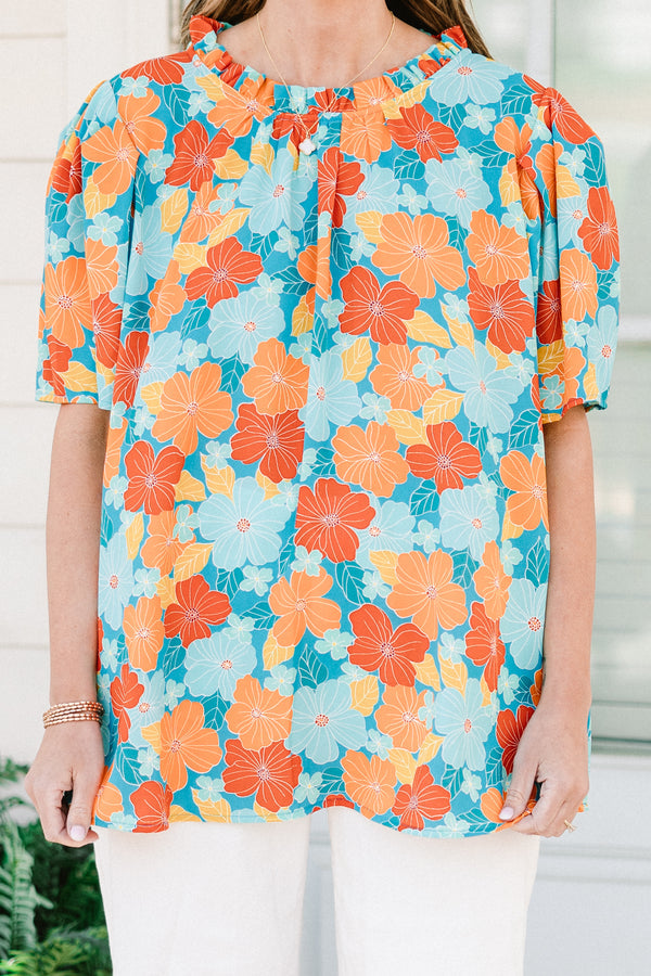 Citrus Bloom Blouse, Blue